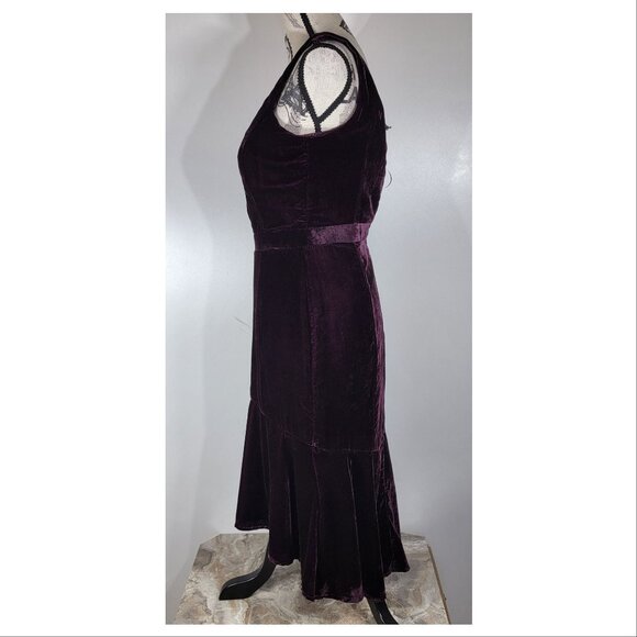 Harlyn  Romantic Velvet & Lace Dress, Burgundy/Eggplant, Womens Size X-Small - Picture 3 of 8